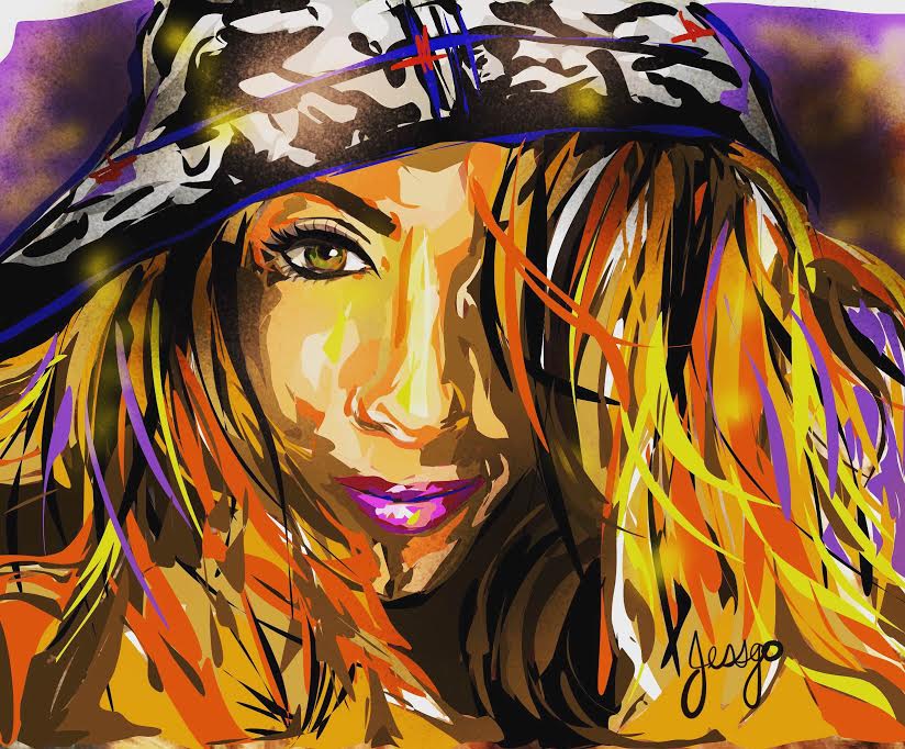 Bold pop portrait of a woman in orange and yellow